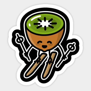 Skiwi Kiwi Kawaii cartoon cute skiing kiwi Sticker